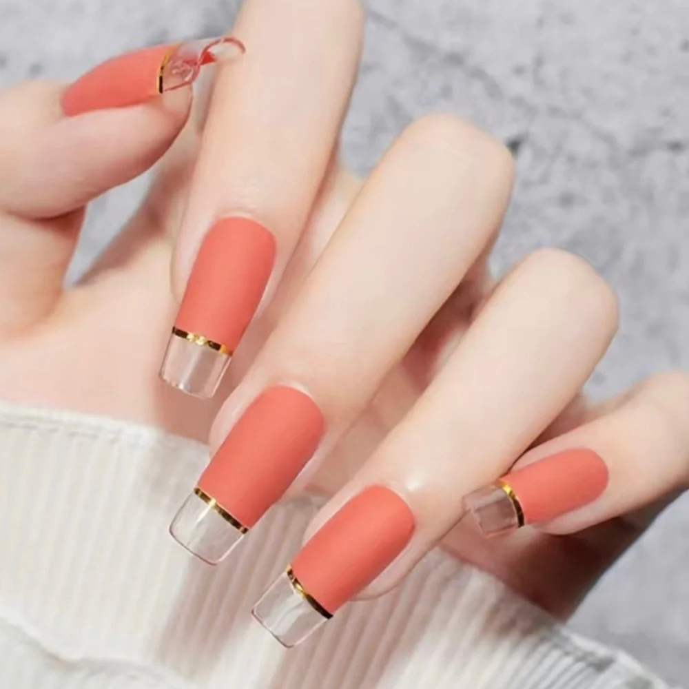 Coral Matte Press-On Nails - Stylish Orange-Toned Set